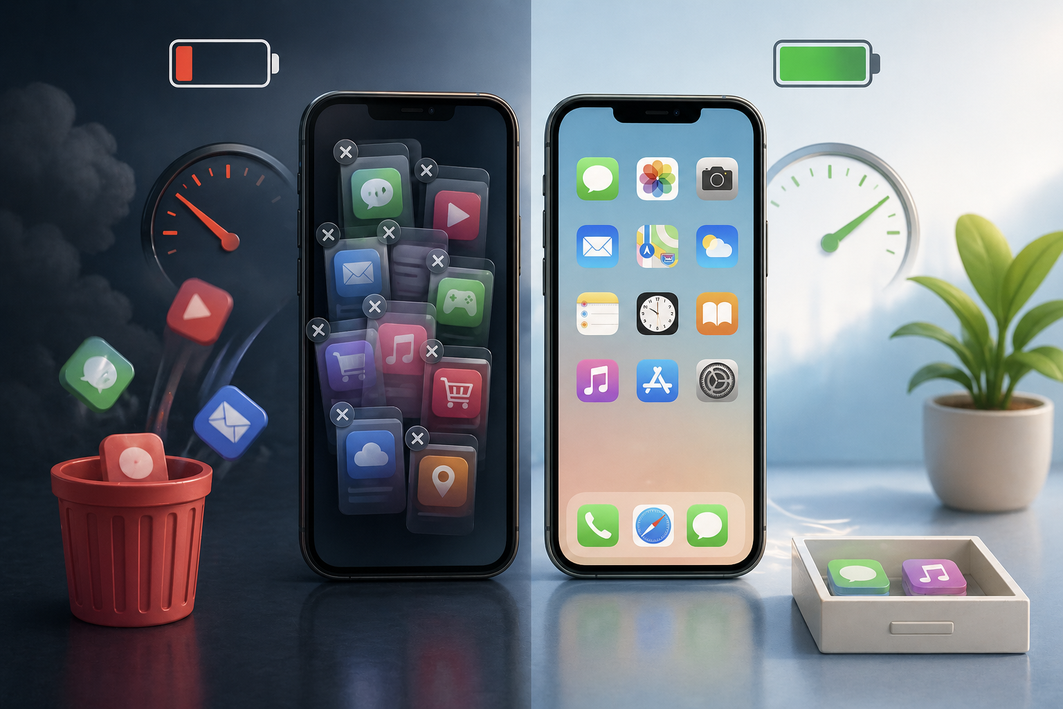 Illustration d'une personne fermant des applis sur son smartphone