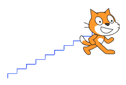 Escalier de 10 marches tracé avec Scratch