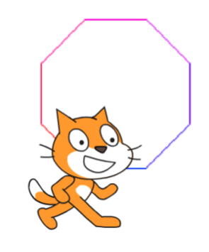 Octogone multicolore tracé avec Scratch