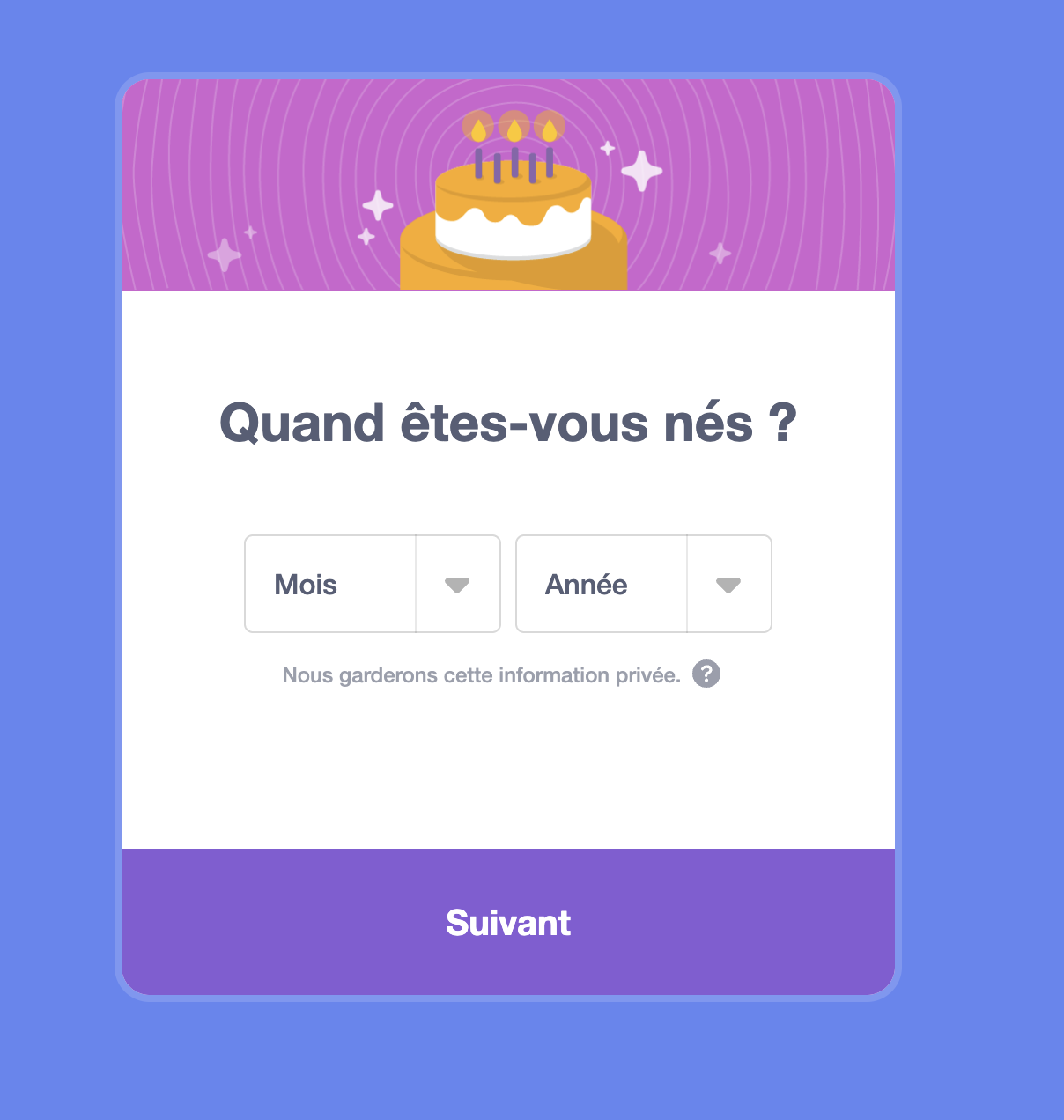 Formulaire date de naissance