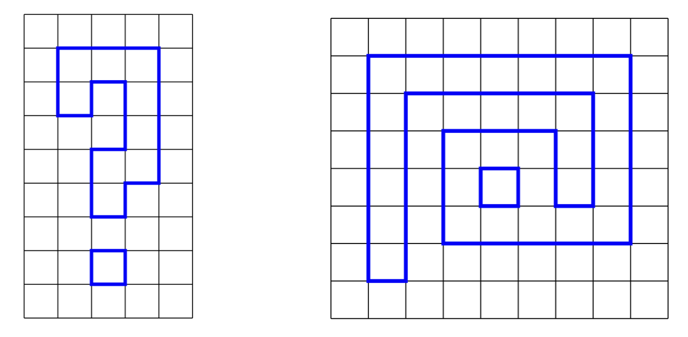 Formes point d'interrogation et arobase à reproduire sur une grille